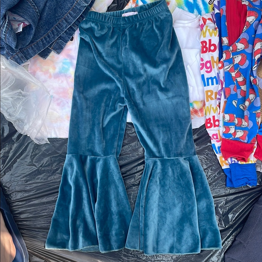 Blue Velvet Flared Casual Pants